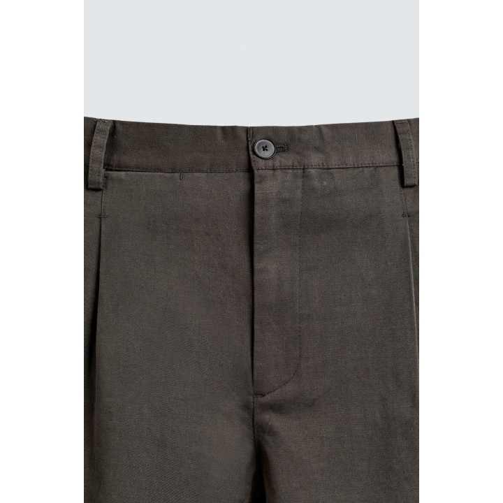 БРЮКИ ИЗ ХЛОПКА И ЛЬНА СО СКЛАДКАМИ