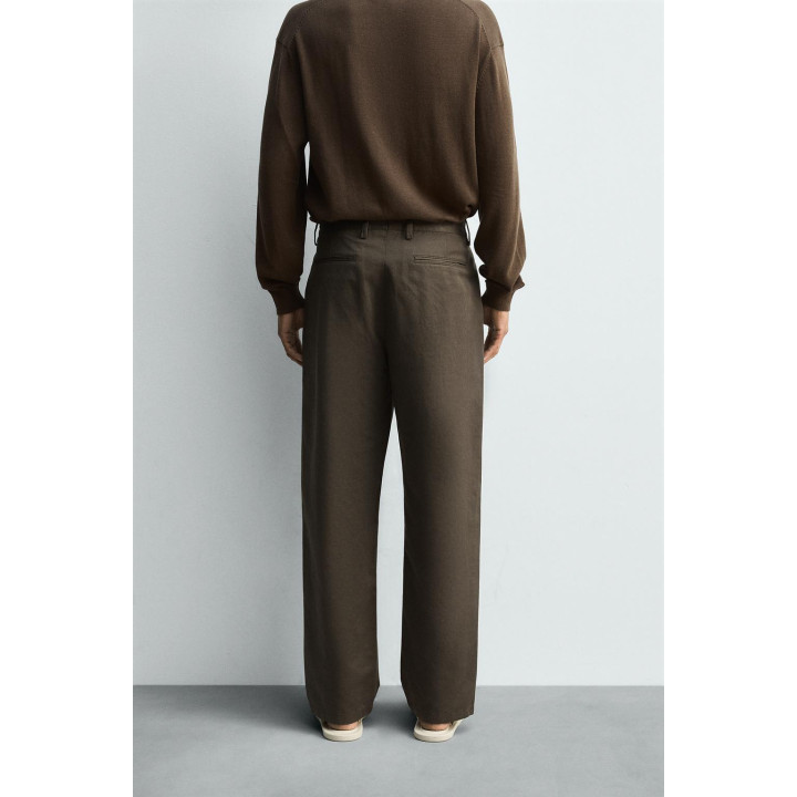 БРЮКИ ИЗ ХЛОПКА И ЛЬНА СО СКЛАДКАМИ