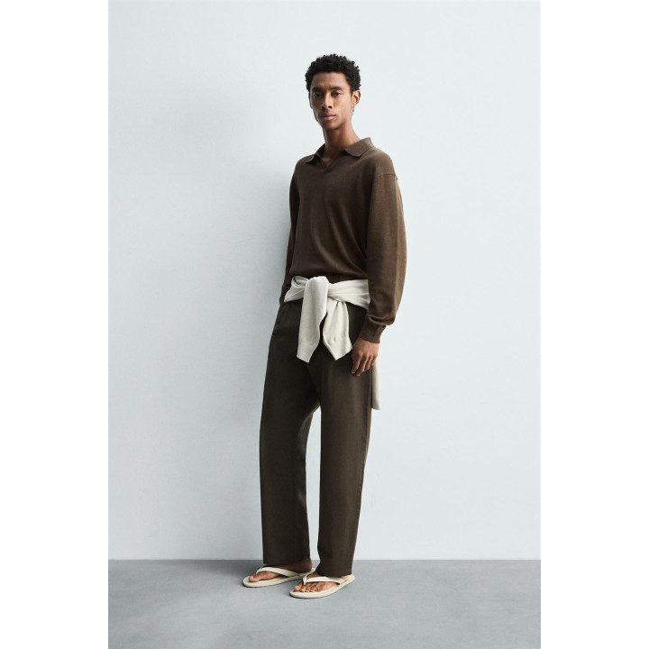 БРЮКИ ИЗ ХЛОПКА И ЛЬНА СО СКЛАДКАМИ