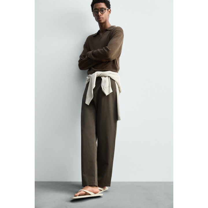 БРЮКИ ИЗ ХЛОПКА И ЛЬНА СО СКЛАДКАМИ