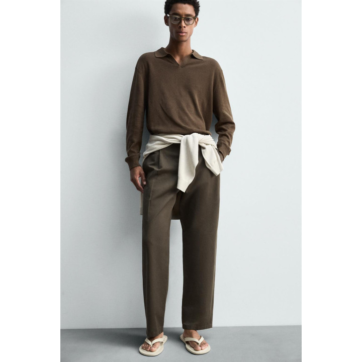 БРЮКИ ИЗ ХЛОПКА И ЛЬНА СО СКЛАДКАМИ