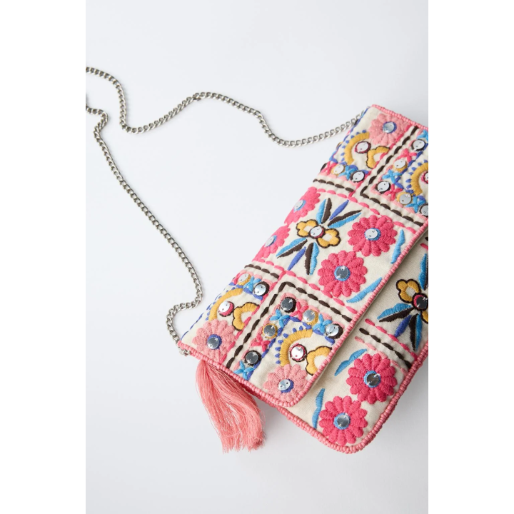 СУМКА С ЗЕРКАЛЬНЫМИ ДЕТАЛЯМИ И ПЛЕЧЕВЫМ РЕМНЕМ