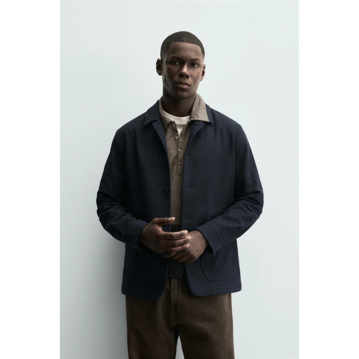 КУРТКА-РУБАШКА КЛАССИЧЕСКОГО КРОЯ С РЕЛЬЕФНОЙ ТЕКСТУРОЙ