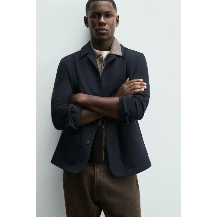 КУРТКА-РУБАШКА КЛАССИЧЕСКОГО КРОЯ С РЕЛЬЕФНОЙ ТЕКСТУРОЙ