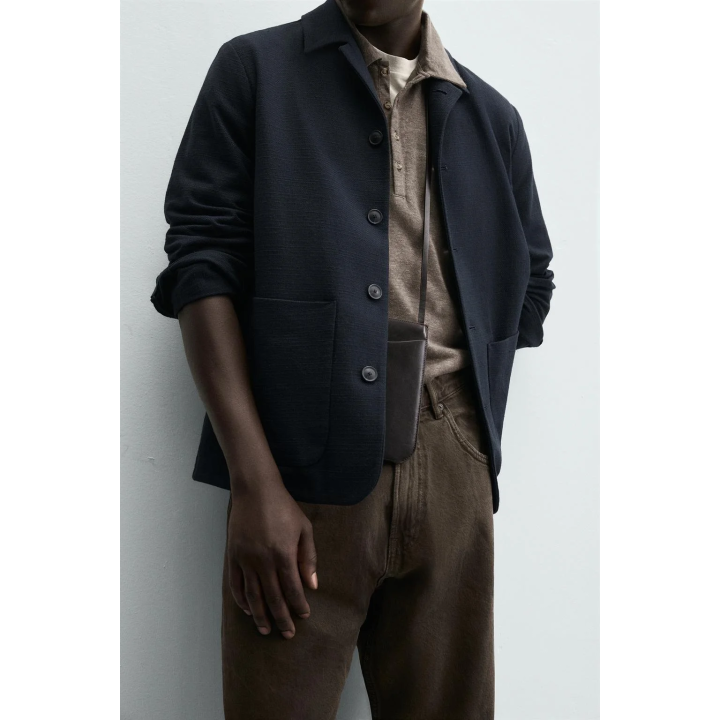 КУРТКА-РУБАШКА КЛАССИЧЕСКОГО КРОЯ С РЕЛЬЕФНОЙ ТЕКСТУРОЙ