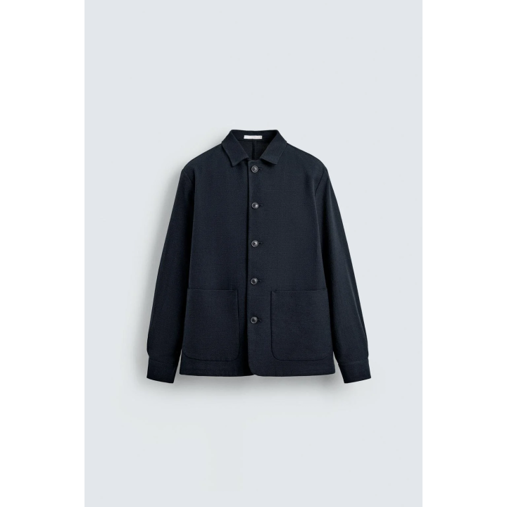 КУРТКА-РУБАШКА КЛАССИЧЕСКОГО КРОЯ С РЕЛЬЕФНОЙ ТЕКСТУРОЙ