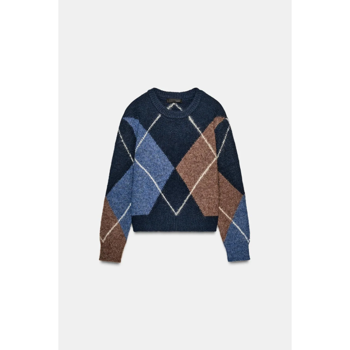 ТРИКОТАЖНЫЙ СВИТЕР В РОМБ