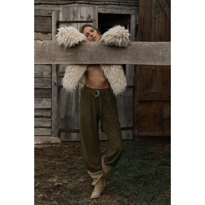 КАРДИГАН С БАХРОМОЙ И ЭФФЕКТОМ ВОРСА