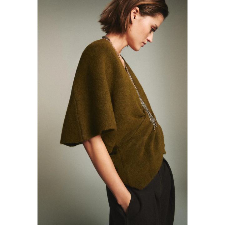 СВИТЕР С КОРОТКИМИ РУКАВАМИ И ДРАПИРОВКОЙ