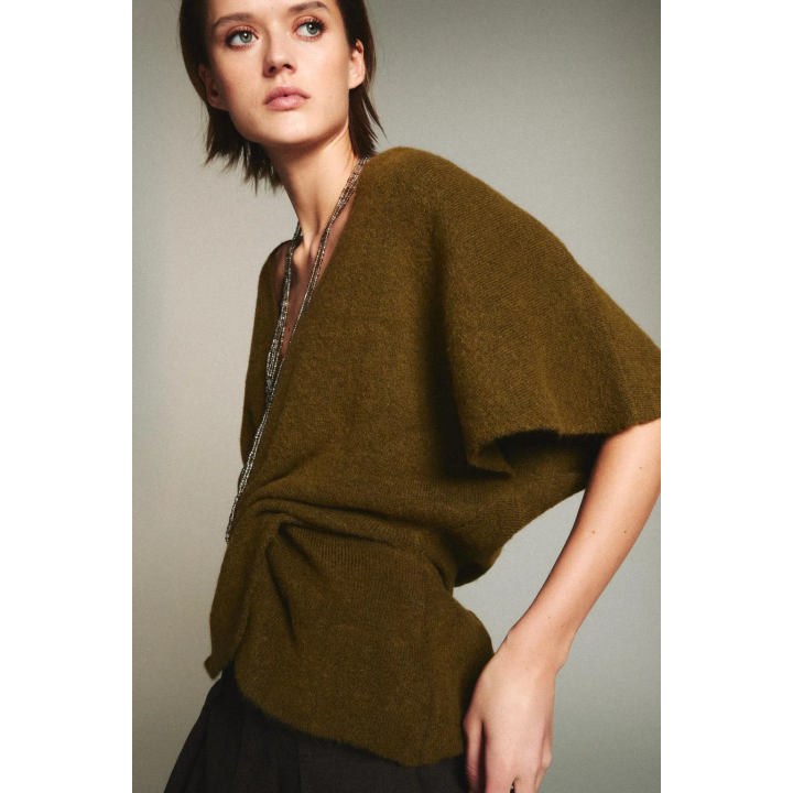 СВИТЕР С КОРОТКИМИ РУКАВАМИ И ДРАПИРОВКОЙ