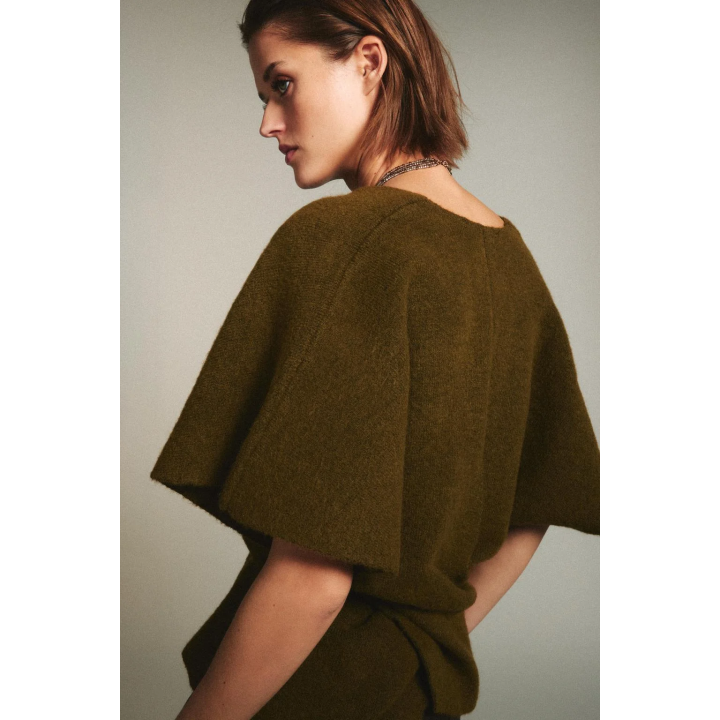 СВИТЕР С КОРОТКИМИ РУКАВАМИ И ДРАПИРОВКОЙ