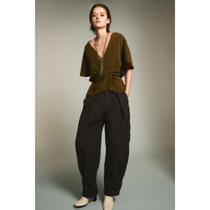 СВИТЕР С КОРОТКИМИ РУКАВАМИ И ДРАПИРОВКОЙ