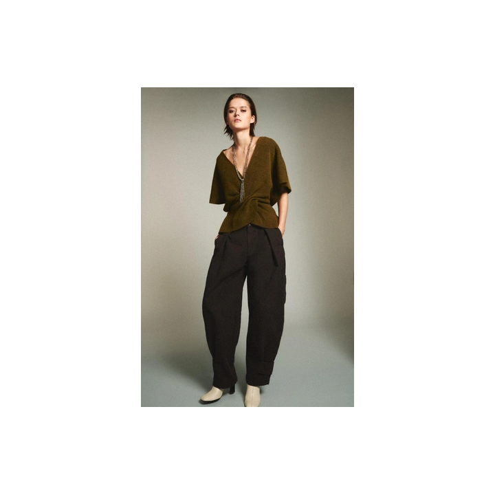 СВИТЕР С КОРОТКИМИ РУКАВАМИ И ДРАПИРОВКОЙ