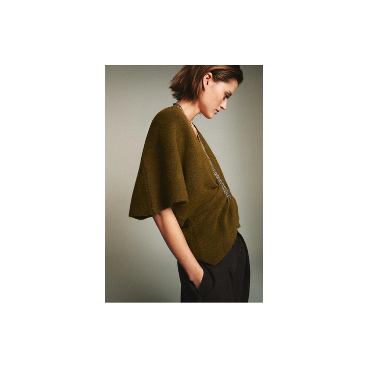 СВИТЕР С КОРОТКИМИ РУКАВАМИ И ДРАПИРОВКОЙ