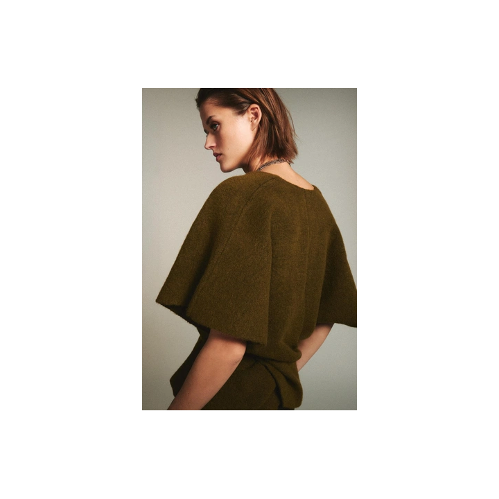 СВИТЕР С КОРОТКИМИ РУКАВАМИ И ДРАПИРОВКОЙ