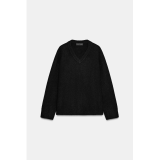 ОДНОТОННЫЙ ТРИКОТАЖНЫЙ СВИТЕР С V-ОБРАЗНЫМ ВЫРЕЗОМ