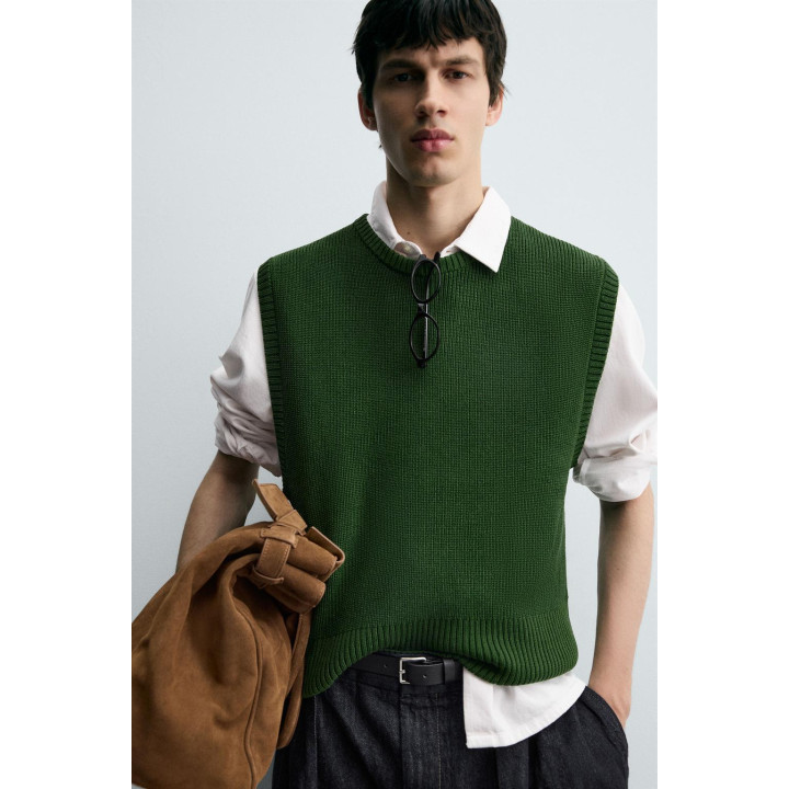 ТРИКОТАЖНЫЙ ЖИЛЕТ ИЗ СМЕСОВОЙ ВИСКОЗЫ