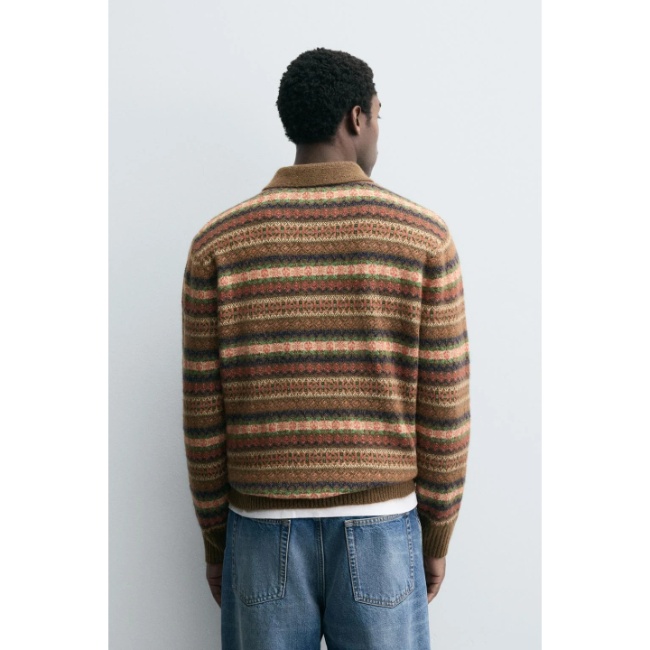 ТРИКОТАЖНОЕ ПОЛО ЖАККАРДОВОЕ ГЕОМЕТРИЧЕСКОЕ