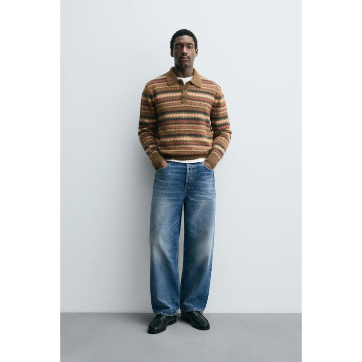 ТРИКОТАЖНОЕ ПОЛО ЖАККАРДОВОЕ ГЕОМЕТРИЧЕСКОЕ