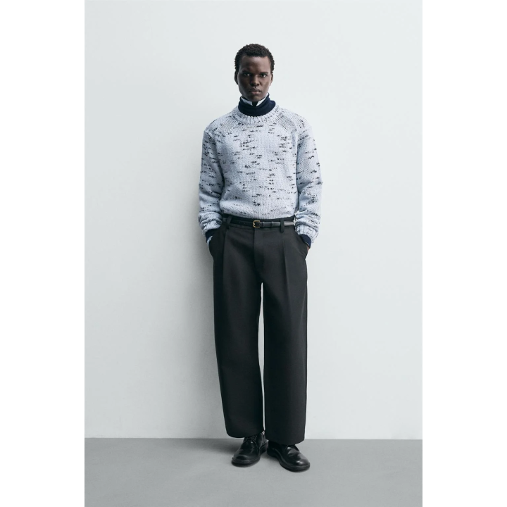 СВИТЕР ИЗ РЕЛЬЕФНОЙ ТКАНИ С КОНТРАСТНЫМ УЗОРОМ