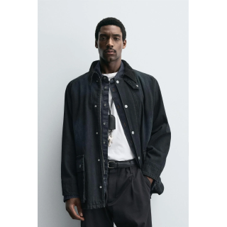 ДЖИНСОВАЯ КУРТКА С КОМБИНИРОВАННЫМ ВОРОТНИКОМ