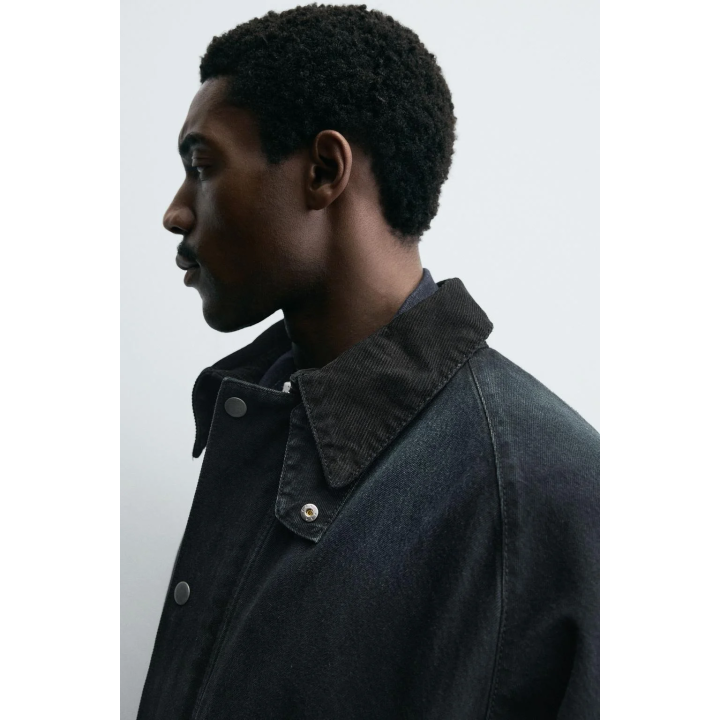 ДЖИНСОВАЯ КУРТКА С КОМБИНИРОВАННЫМ ВОРОТНИКОМ