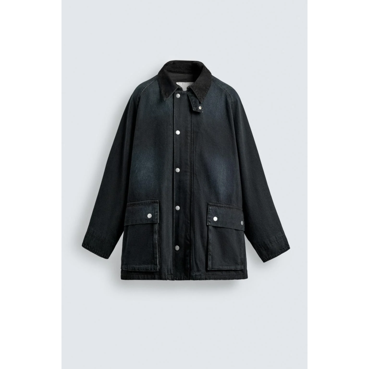 ДЖИНСОВАЯ КУРТКА С КОМБИНИРОВАННЫМ ВОРОТНИКОМ