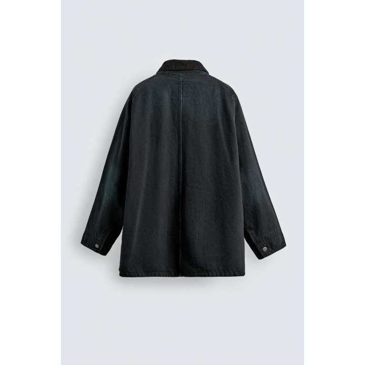 ДЖИНСОВАЯ КУРТКА С КОМБИНИРОВАННЫМ ВОРОТНИКОМ