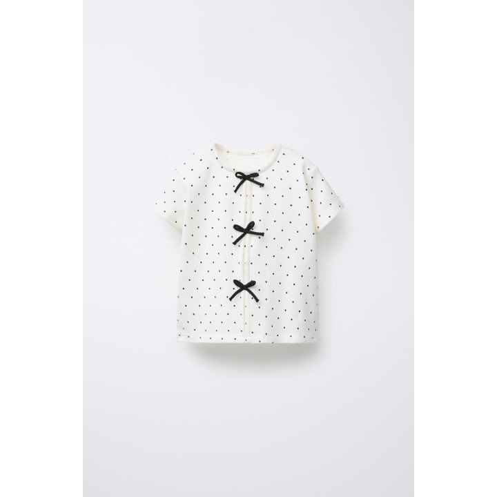 ФУТБОЛКА В РУБЧИК С БАНТИКАМИ