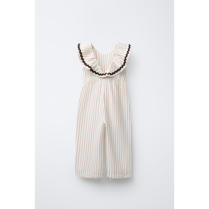 КОМБИНЕЗОН В ПОЛОСКУ С ВОЛНИСТОЙ ОТДЕЛКОЙ