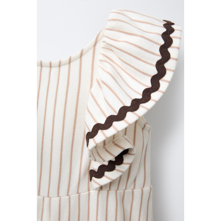 КОМБИНЕЗОН В ПОЛОСКУ С ВОЛНИСТОЙ ОТДЕЛКОЙ