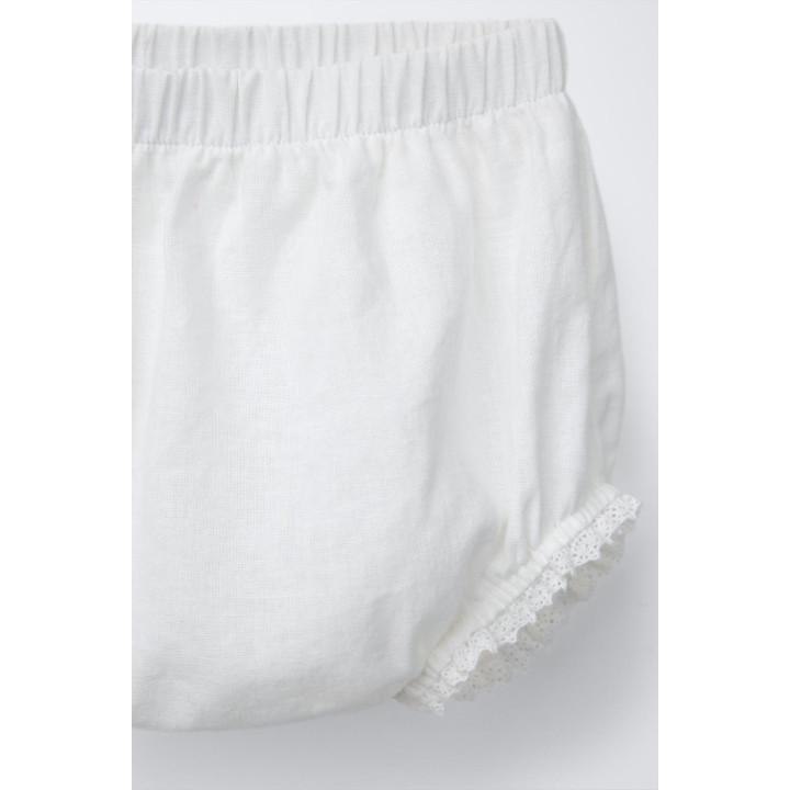 КОМПЛЕКТ ИЗ ТОПА И ТРУСОВ ИЗ СМЕСОВОГО ЛЬНА С КРУЖЕВОМ