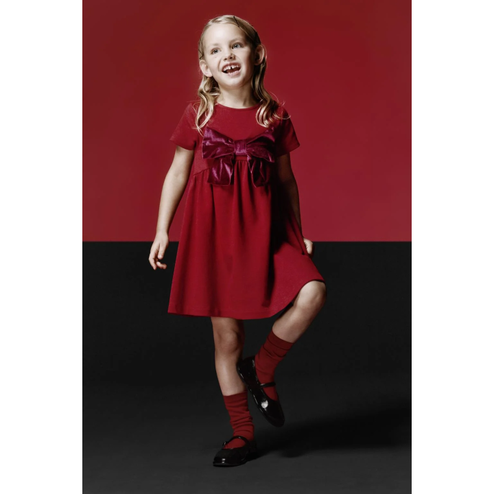 ПЛАТЬЕ ИЗ ТРИКОТАЖА «РОМА» С БАРХАТНЫМ БАНТОМ