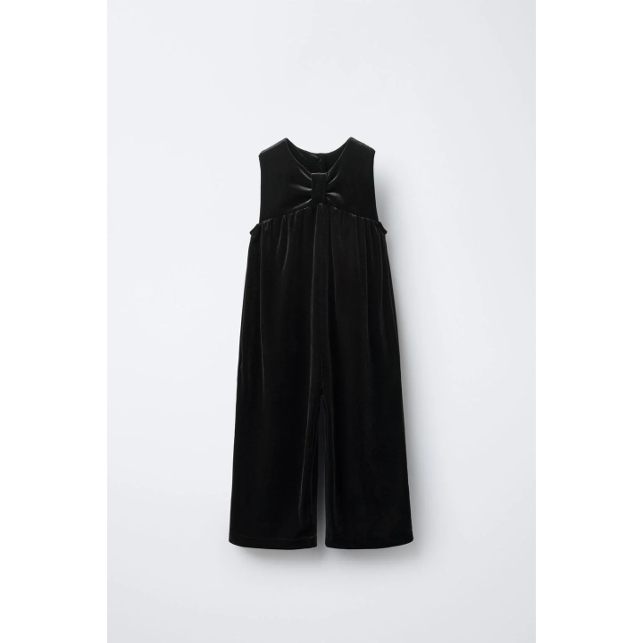 ДЛИННЫЙ БАРХАТНЫЙ КОМБИНЕЗОН С БАНТОМ