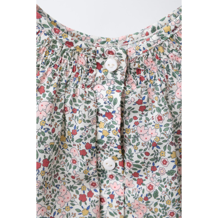 КОМПЛЕКТ ИЗ РУБАШКИ И БЛУМЕРОВ С ЦВЕТОЧНЫМ ПРИНТОМ