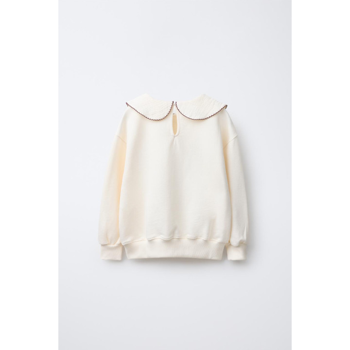 Свитшот с вышивкой и воротником петер-пэн