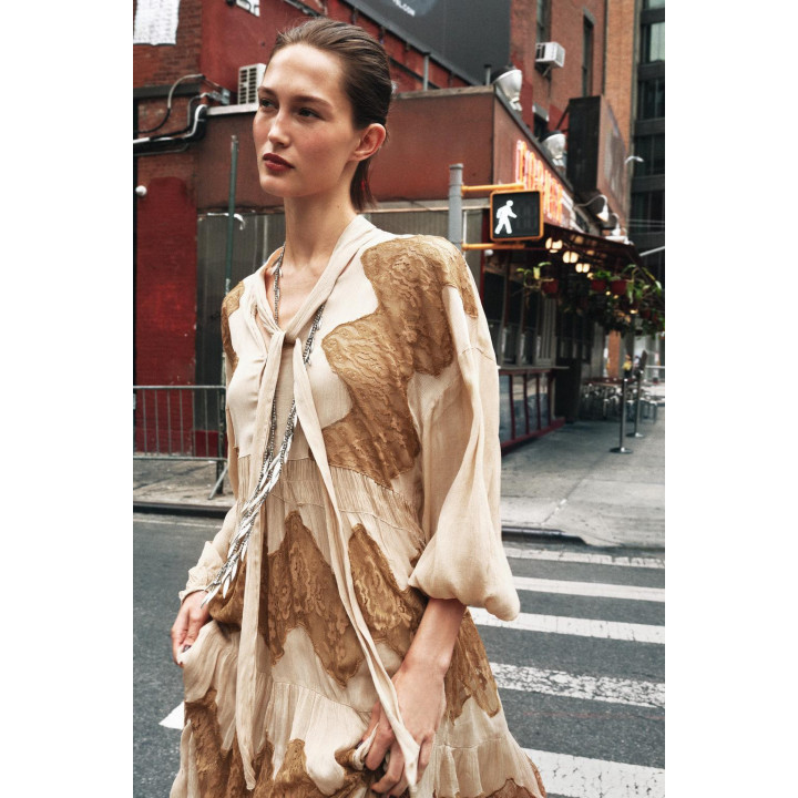 ПЛАТЬЕ С КРУЖЕВНОЙ ОТДЕЛКОЙ И БАНТОМ