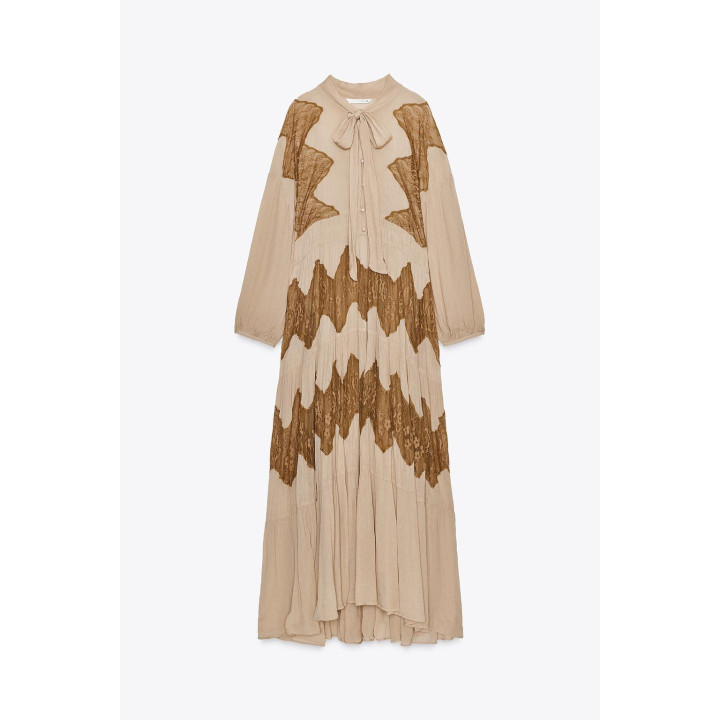 ПЛАТЬЕ С КРУЖЕВНОЙ ОТДЕЛКОЙ И БАНТОМ