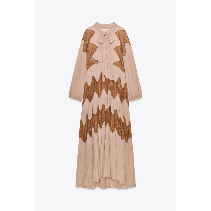 ПЛАТЬЕ С КРУЖЕВНОЙ ОТДЕЛКОЙ И БАНТОМ