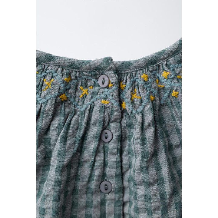 КОМБИНЕЗОН В КЛЕТКУ С ВЫШИВКОЙ