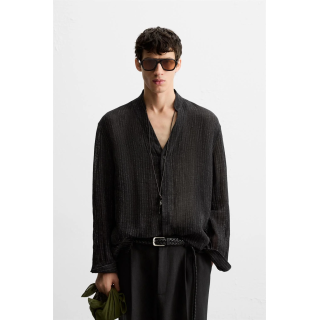 РУБАШКА ИЗ ПОЛУПРОЗРАЧНОЙ ТКАНИ С РЕЛЬЕФОМ