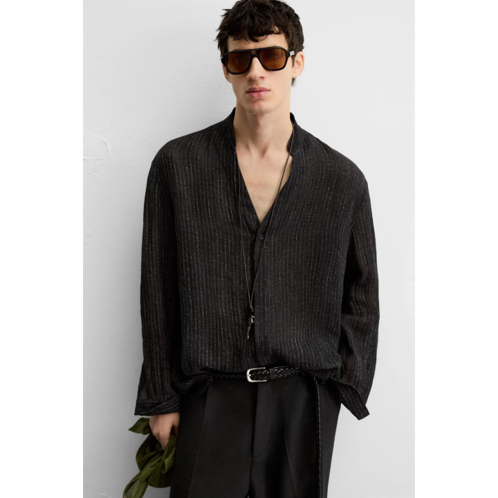 РУБАШКА ИЗ ПОЛУПРОЗРАЧНОЙ ТКАНИ С РЕЛЬЕФОМ