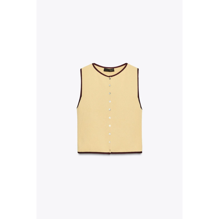 ТРИКОТАЖНЫЙ ТОП С КОНТРАСТНОЙ ОКАНТОВКОЙ