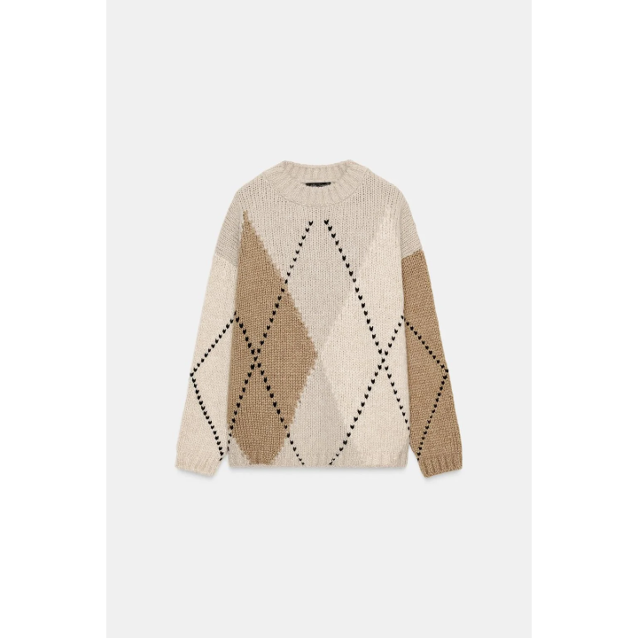 СВИТЕР С УЗОРОМ «РОМБЫ»