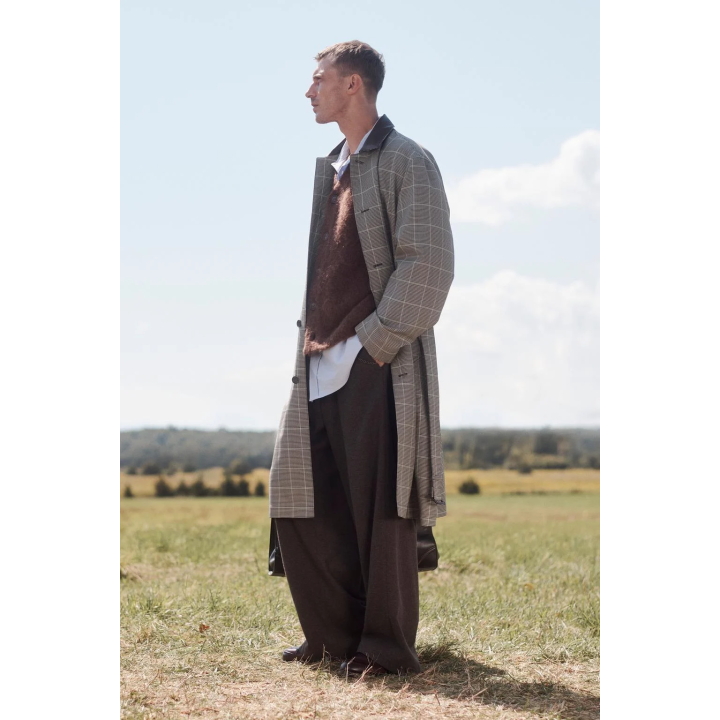 Пальто limited edition в клетку с деталями из кожи