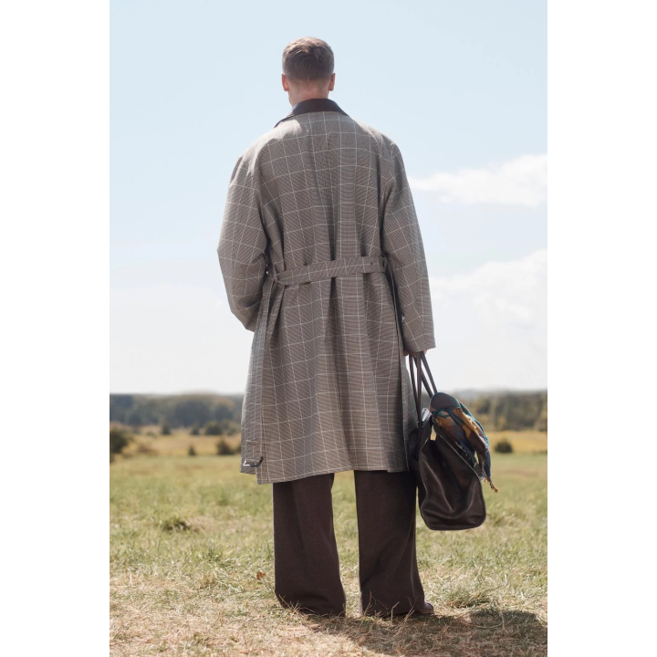 Пальто limited edition в клетку с деталями из кожи