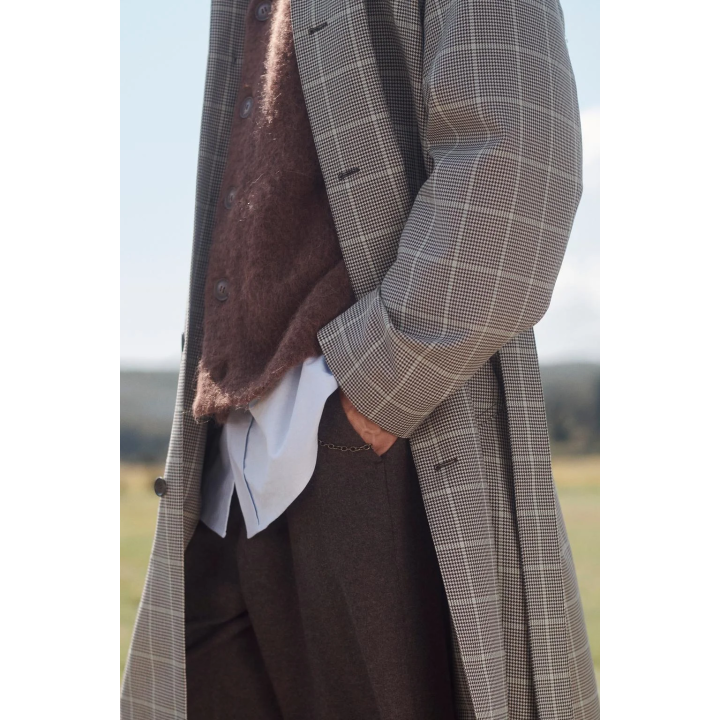 Пальто limited edition в клетку с деталями из кожи