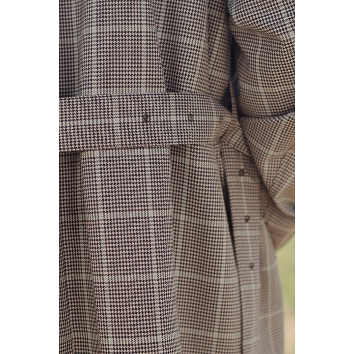 Пальто limited edition в клетку с деталями из кожи