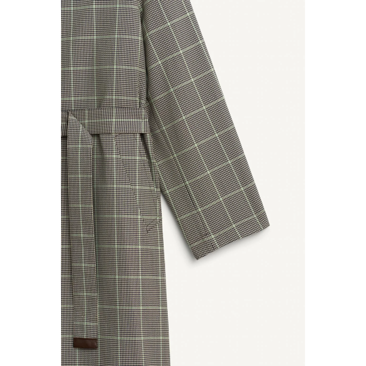 Пальто limited edition в клетку с деталями из кожи