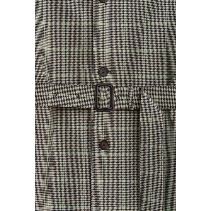 Пальто limited edition в клетку с деталями из кожи